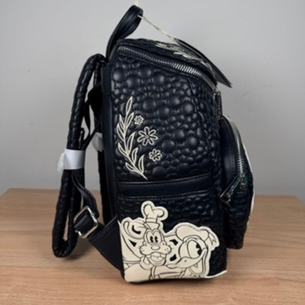 Loungefly Disney Artist Sketch Mini Backpack Black White Mickey Quilted WDBK3346 - Picture 3 of 9